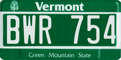VT license plate BWR754