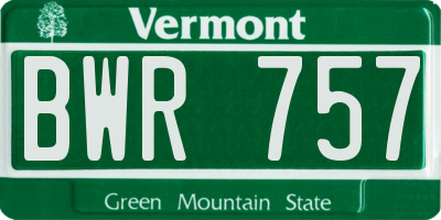 VT license plate BWR757
