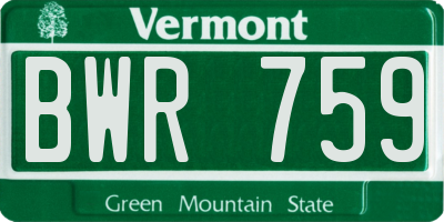 VT license plate BWR759