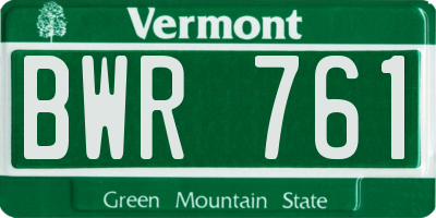 VT license plate BWR761