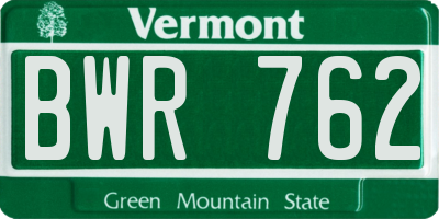 VT license plate BWR762