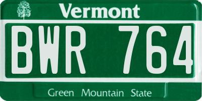 VT license plate BWR764