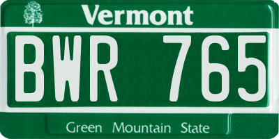VT license plate BWR765