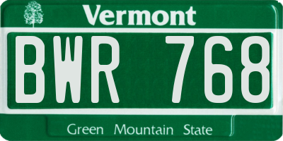 VT license plate BWR768