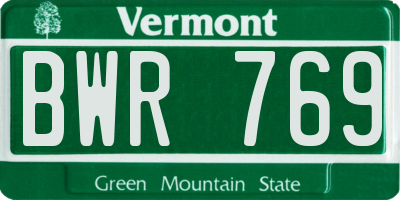 VT license plate BWR769