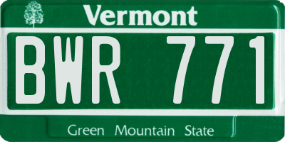 VT license plate BWR771