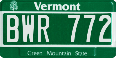 VT license plate BWR772