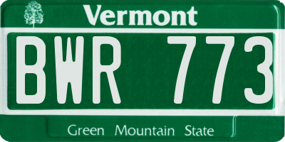 VT license plate BWR773