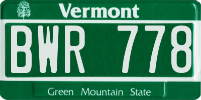 VT license plate BWR778
