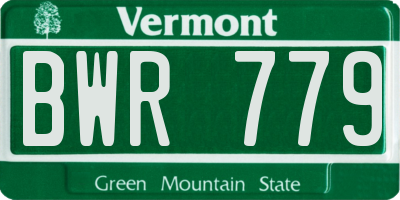 VT license plate BWR779