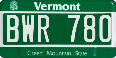 VT license plate BWR780