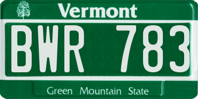 VT license plate BWR783