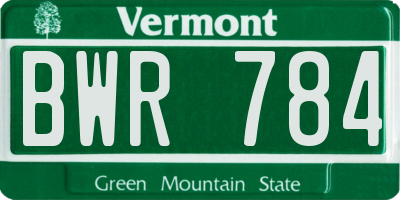 VT license plate BWR784