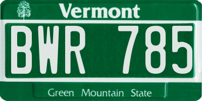 VT license plate BWR785