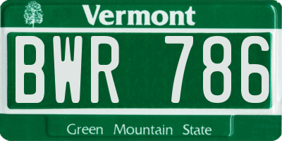 VT license plate BWR786