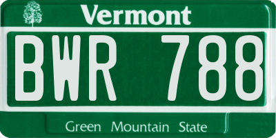 VT license plate BWR788