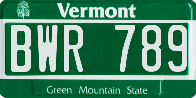 VT license plate BWR789