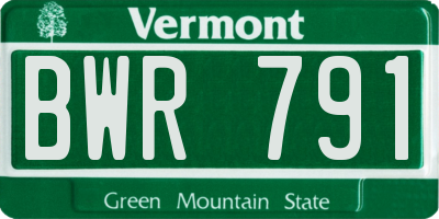 VT license plate BWR791