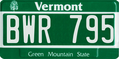 VT license plate BWR795