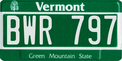VT license plate BWR797
