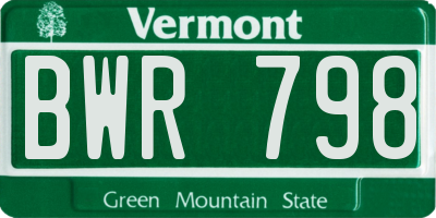 VT license plate BWR798