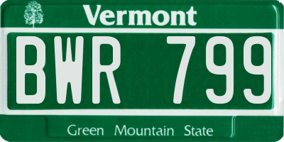 VT license plate BWR799