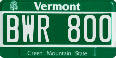 VT license plate BWR800