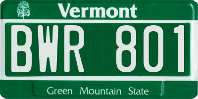 VT license plate BWR801