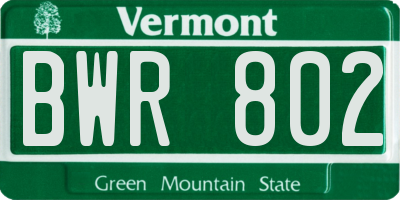 VT license plate BWR802