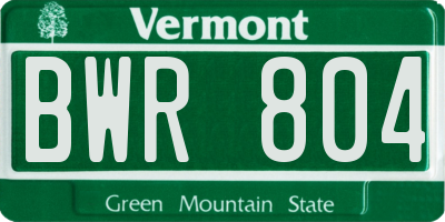 VT license plate BWR804
