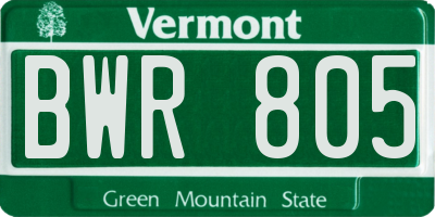 VT license plate BWR805