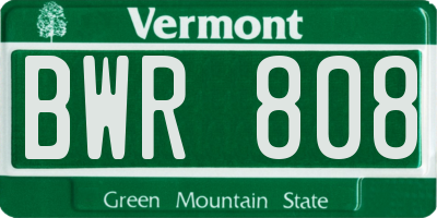 VT license plate BWR808