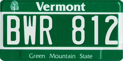 VT license plate BWR812