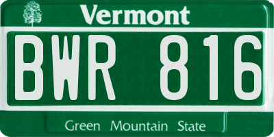 VT license plate BWR816