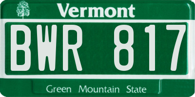 VT license plate BWR817