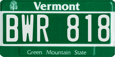 VT license plate BWR818