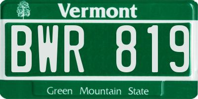 VT license plate BWR819