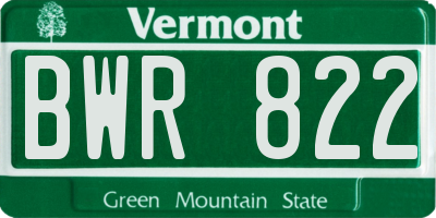 VT license plate BWR822