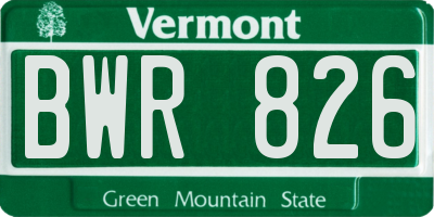 VT license plate BWR826