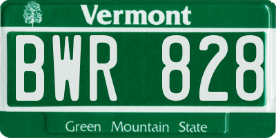 VT license plate BWR828