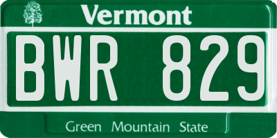 VT license plate BWR829
