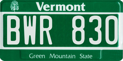 VT license plate BWR830