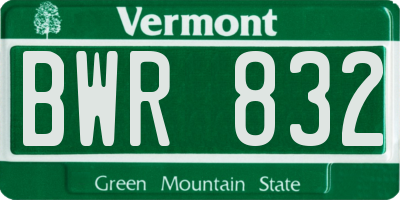 VT license plate BWR832