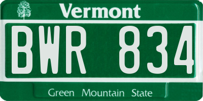 VT license plate BWR834