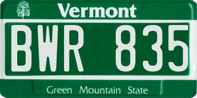 VT license plate BWR835