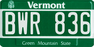 VT license plate BWR836