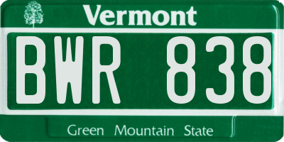 VT license plate BWR838