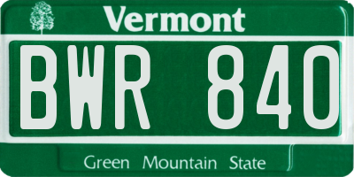 VT license plate BWR840
