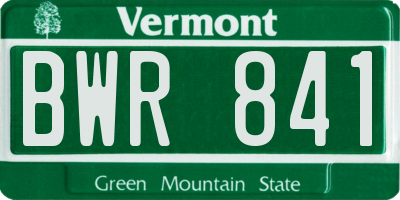 VT license plate BWR841