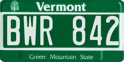 VT license plate BWR842